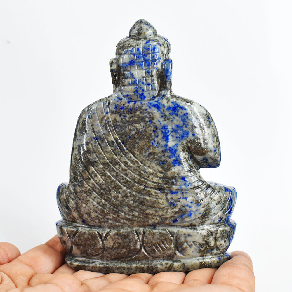 Exclusive 3126.00 Cts Genuine Lapis Lazuli Hand Carved Crystal Gemstone Carving Lord Buddha