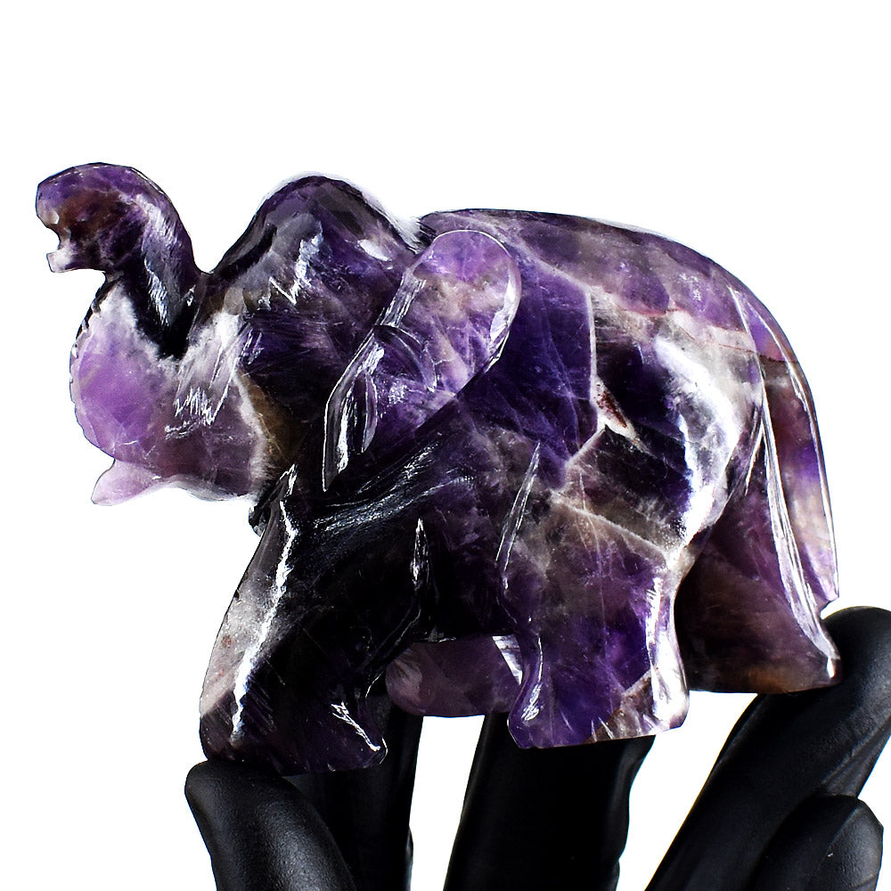 Craftsmen 1125.00 Carats Genuine Amethyst Hand Carved Crystal Gemstone Elephant Carving