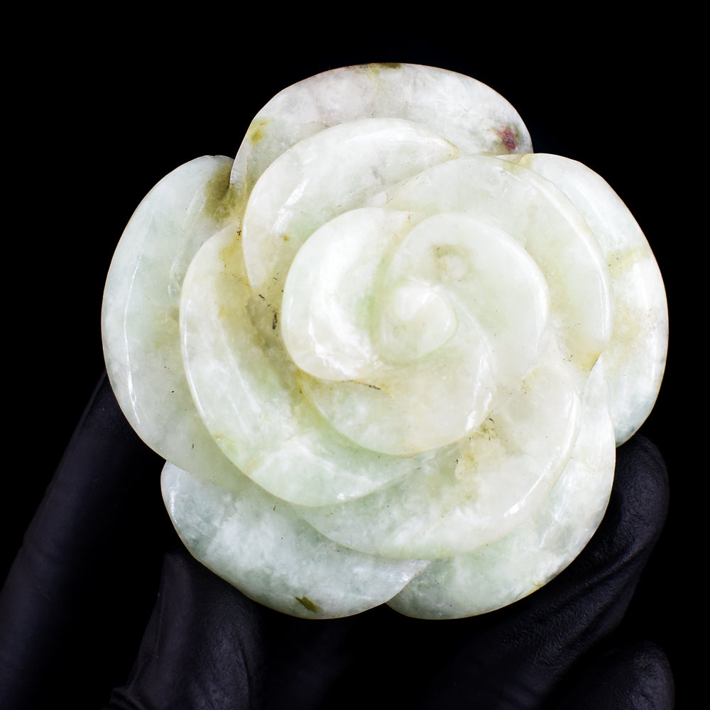 Artisian 437.00 Carats Genuine Amazonite Hand Carved Crystal Gemstone Rose Carving