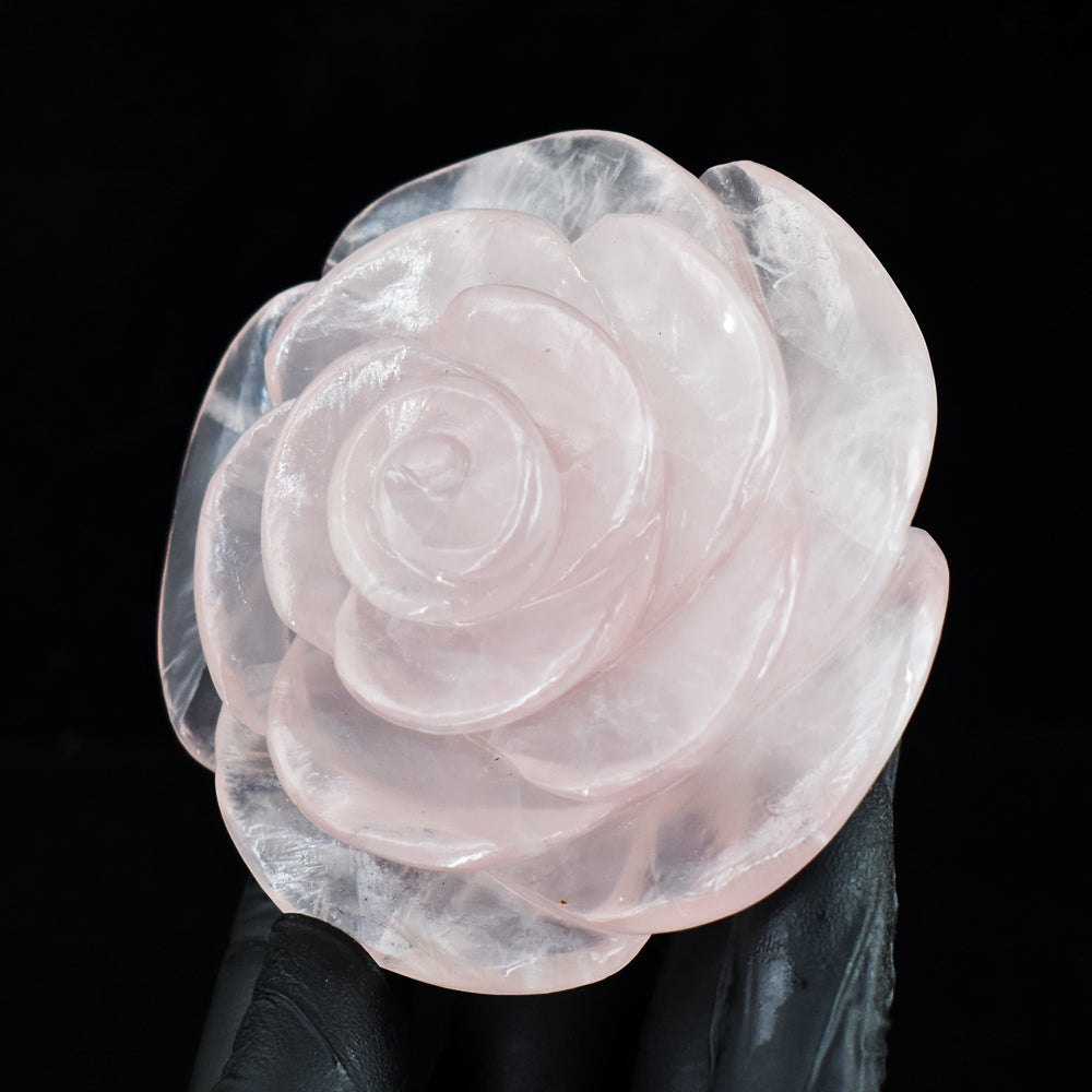 Awesome 1185.00 Cts Genuine Rose Quartz Hand Carved Gemstone Rose Crystal Carving