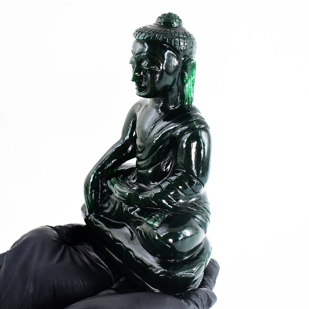 Stunning 9322.00  Cts Genuine Green Jade Hand Carved Crystal Gemstone Buddha Statue Carving