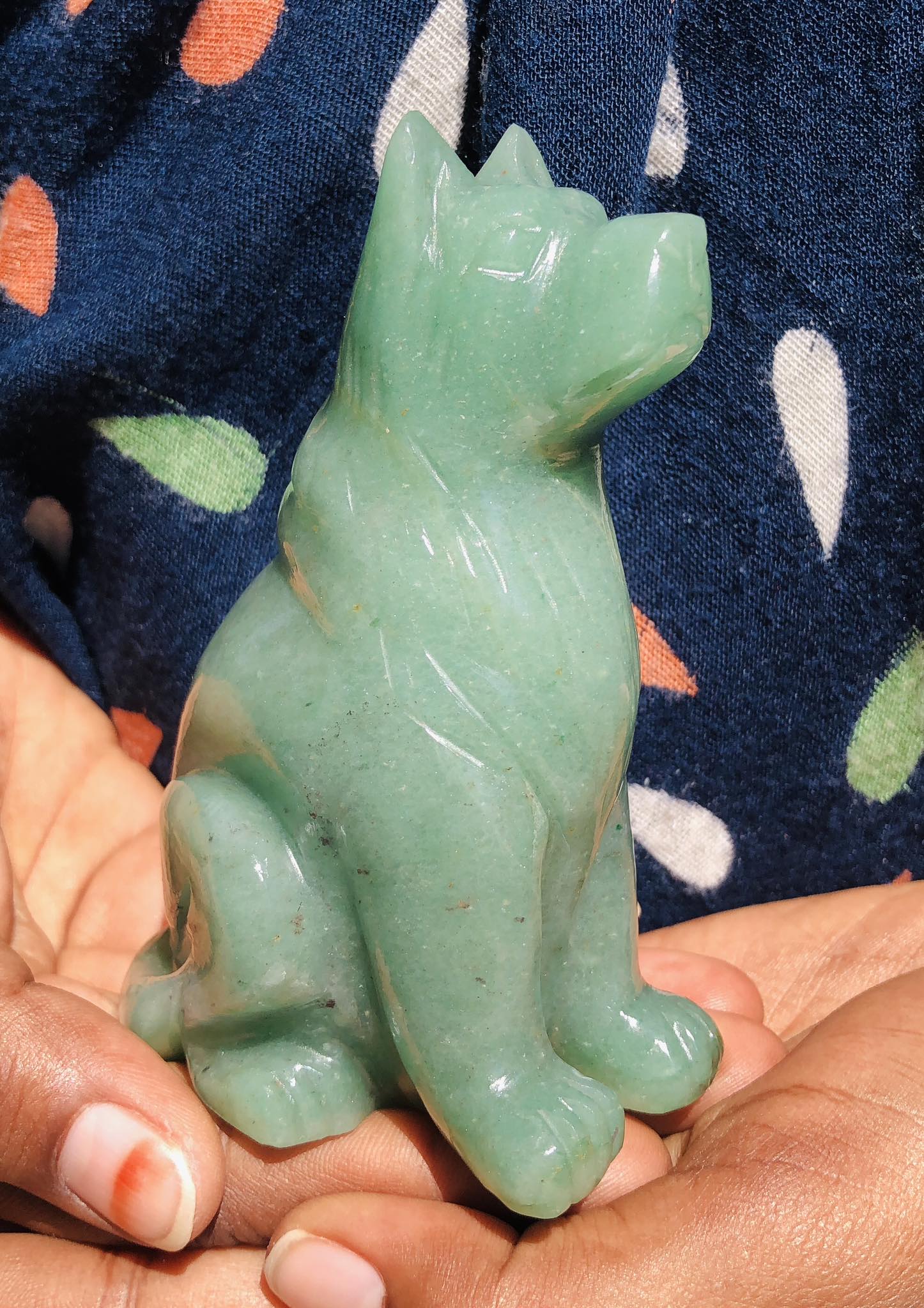 Amazing 1632.00 Cts Genuine Green Aventurine Hand Carved Crystal Gemstone Dog Carving