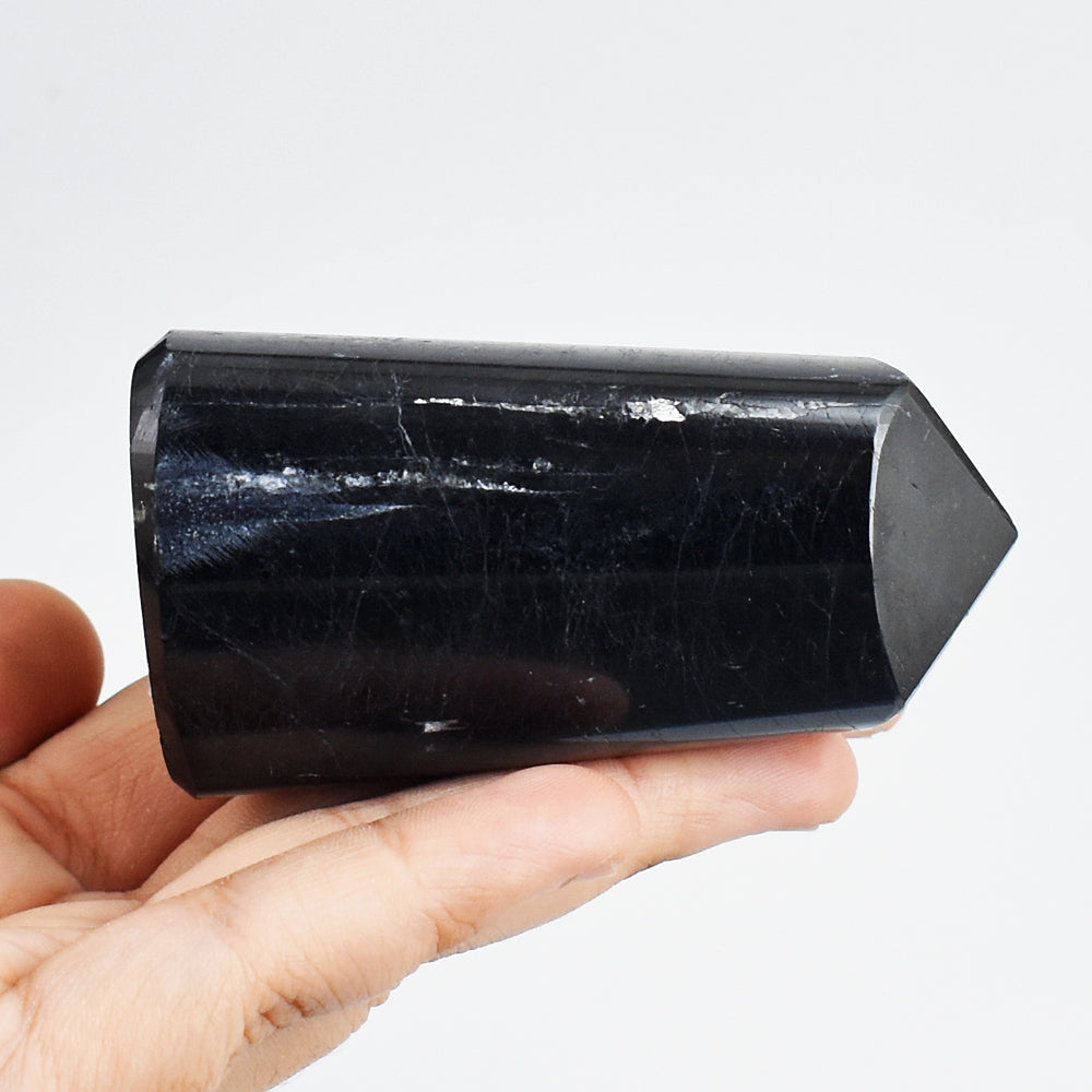 Exclusive  1430.00 Carats  Genuine  Black  Spinel Hand  Carved Crystal  Healing  Gemstone Point