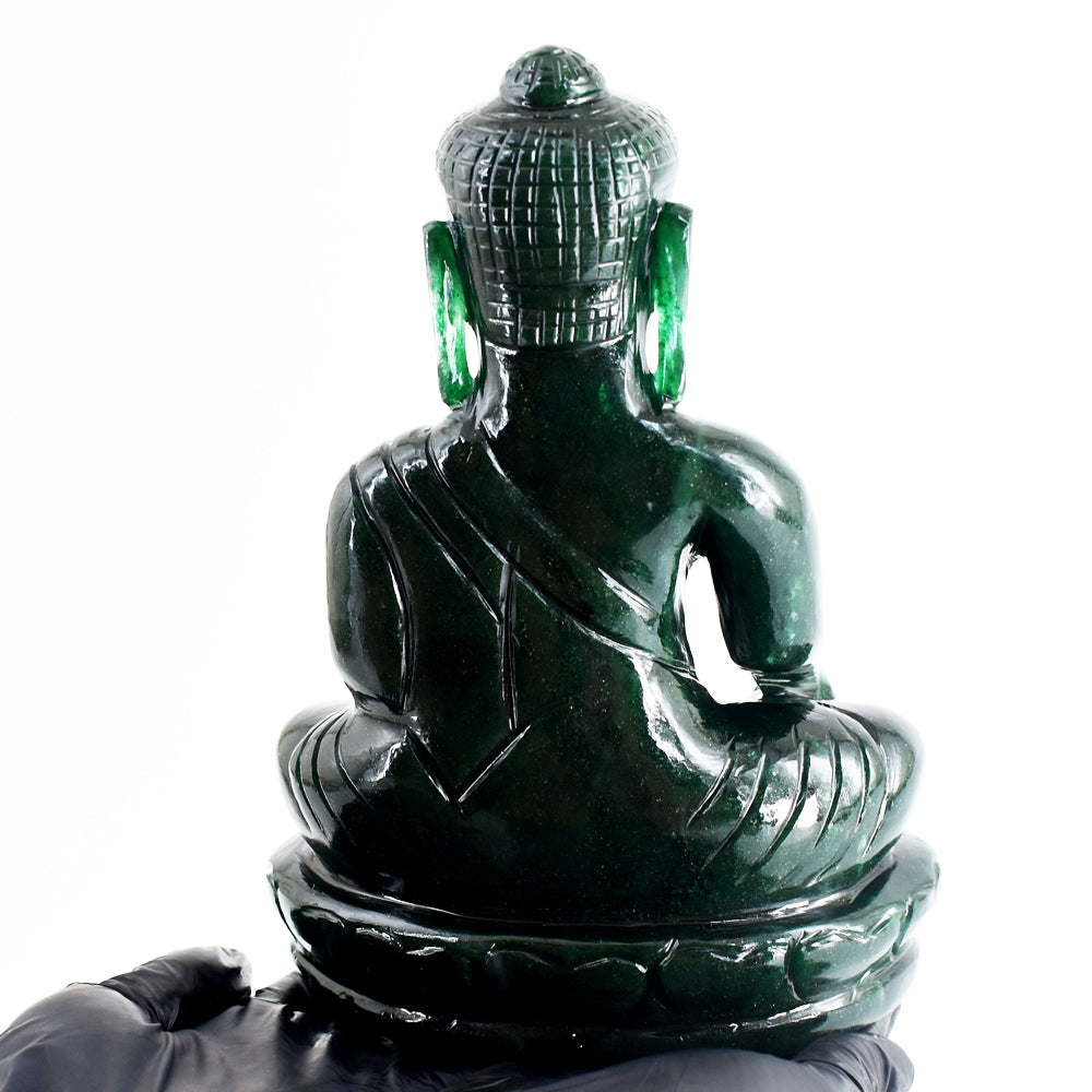 Stunning 9322.00  Cts Genuine Green Jade Hand Carved Crystal Gemstone Buddha Statue Carving