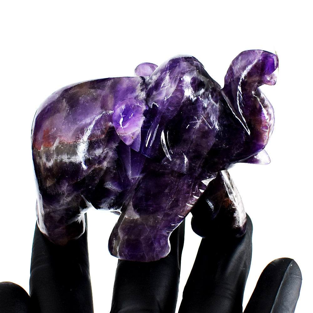 Craftsmen 1125.00 Carats Genuine Amethyst Hand Carved Crystal Gemstone Elephant Carving