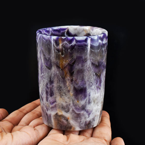 Craftsmen  2991.00 Cts Genuine Chevron Amethyst Hand Carved Crystal Gemstone Carving Glass