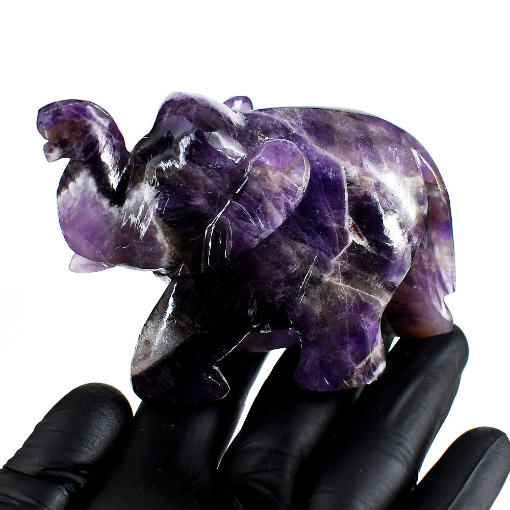 Craftsmen 1125.00 Carats Genuine Amethyst Hand Carved Crystal Gemstone Elephant Carving