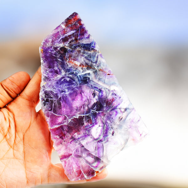 Exclusive 1123.00 Cartas Genuine Multicolor Fluorite Crystal Specimen Gemstone Slice