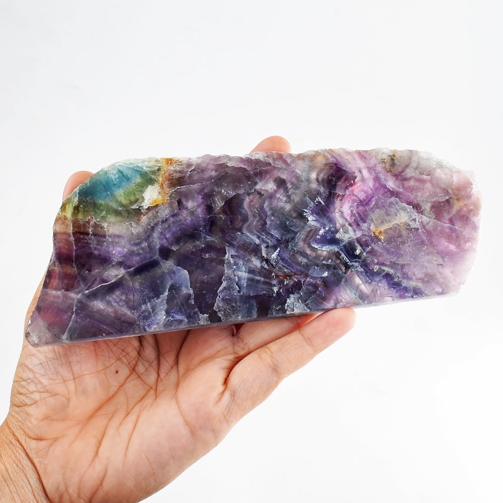 Craftsmen 1340.00 Cts Genuine Multicolor Fluorite Crystal Specimen Gemstone Slab