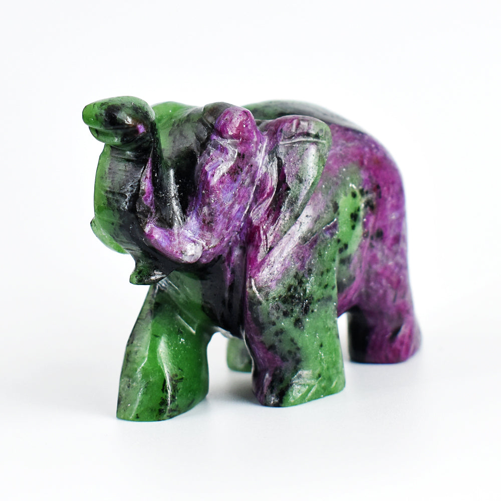 Stunning 1041.00 Cts Genuine Ruby Zoisite Hand Carved Crystal Gemstone Carving Elephant