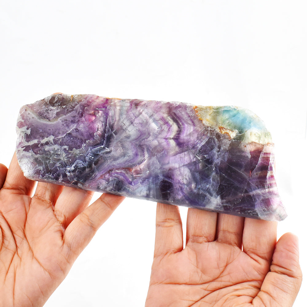 Craftsmen 1340.00 Cts Genuine Multicolor Fluorite Crystal Specimen Gemstone Slab