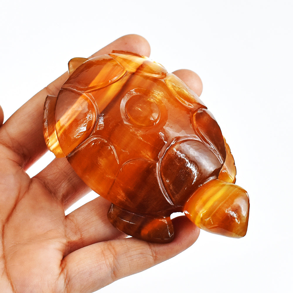 Awesome 1014.00 Carats Genuine Multicolor Fluorite Hand Carved Crystal  Gemstone Turtle Carving