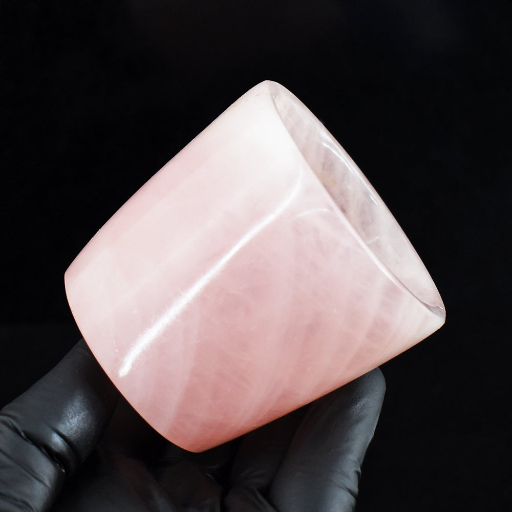 Natural 941.00 Cts Genuine Pink Rose Quartz Hand Carved Crystal Glass Gemstone Carving