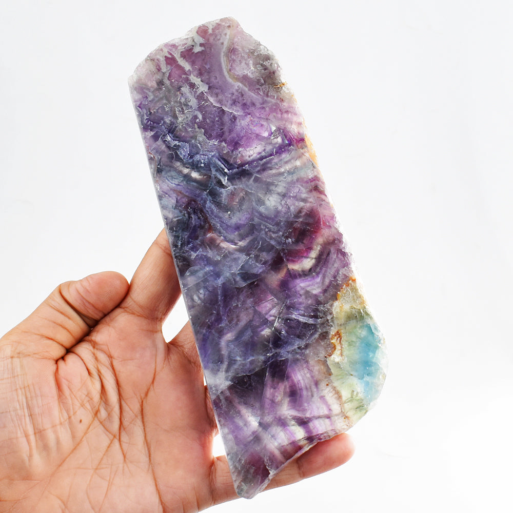 Craftsmen 1340.00 Cts Genuine Multicolor Fluorite Crystal Specimen Gemstone Slab