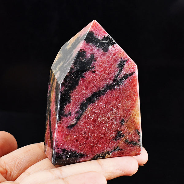 Beautiful 1474.00 Cts Genuine Rhodonite Free Form Gemstone Crystal Specimen Tower