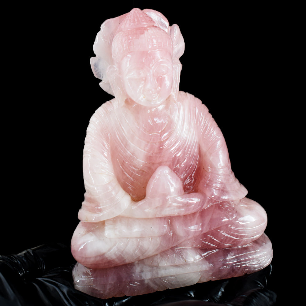 Amazing 6115.00 Cts Genuine Pink Rose Quartz Hand Carved Crystal Gemstone Buddha Idol Carving