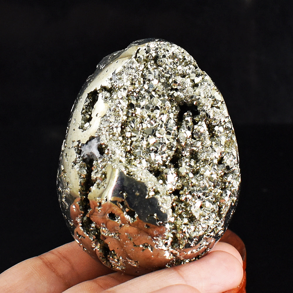 Natural 1612.00 Cts Genuine Pyrite Druzy Crystal Specimen Healing Gemstone Egg