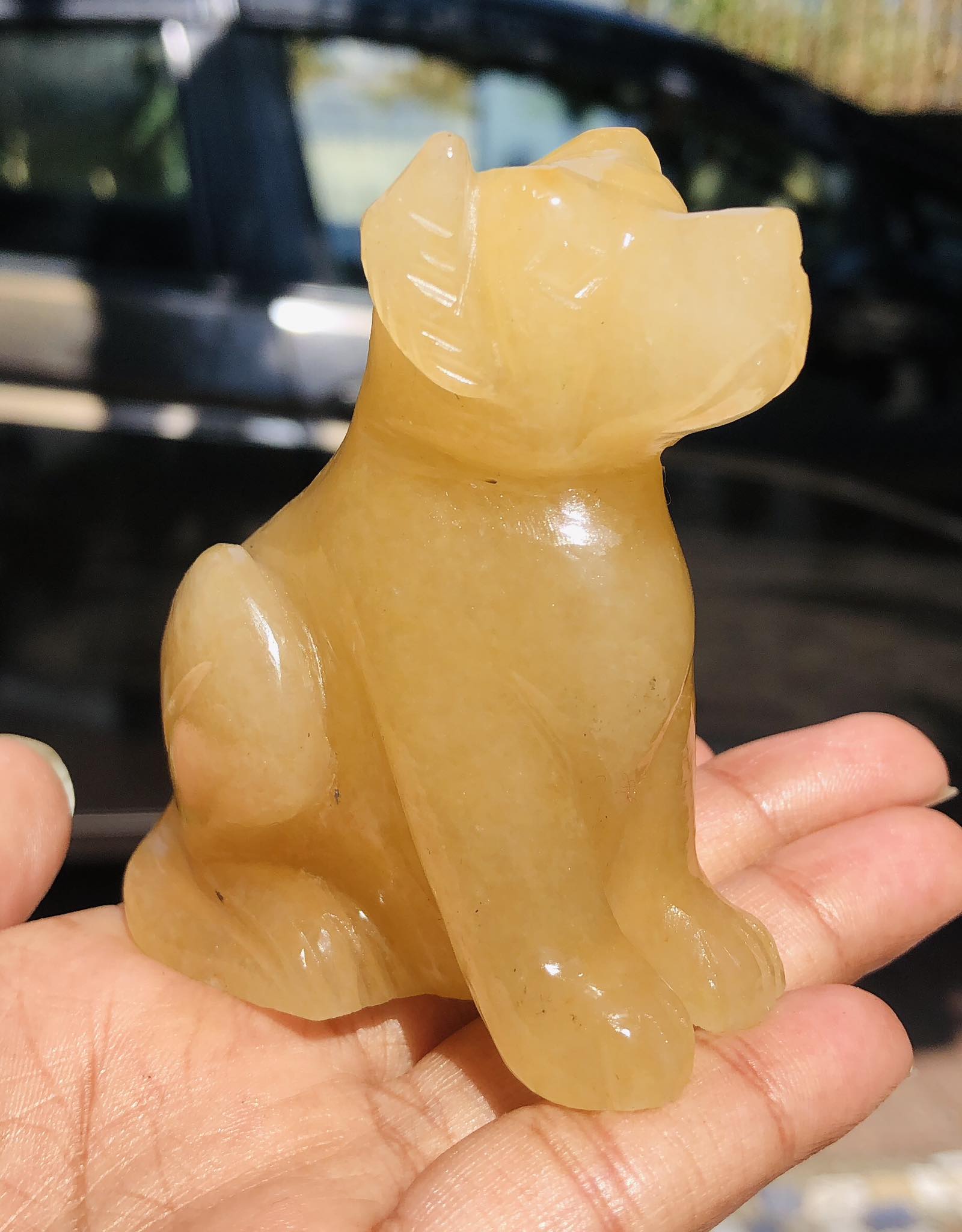 Genuine 925.00  Carats Exclusive Aventurine Hand Carved Crystal Gemstone Dog Carving