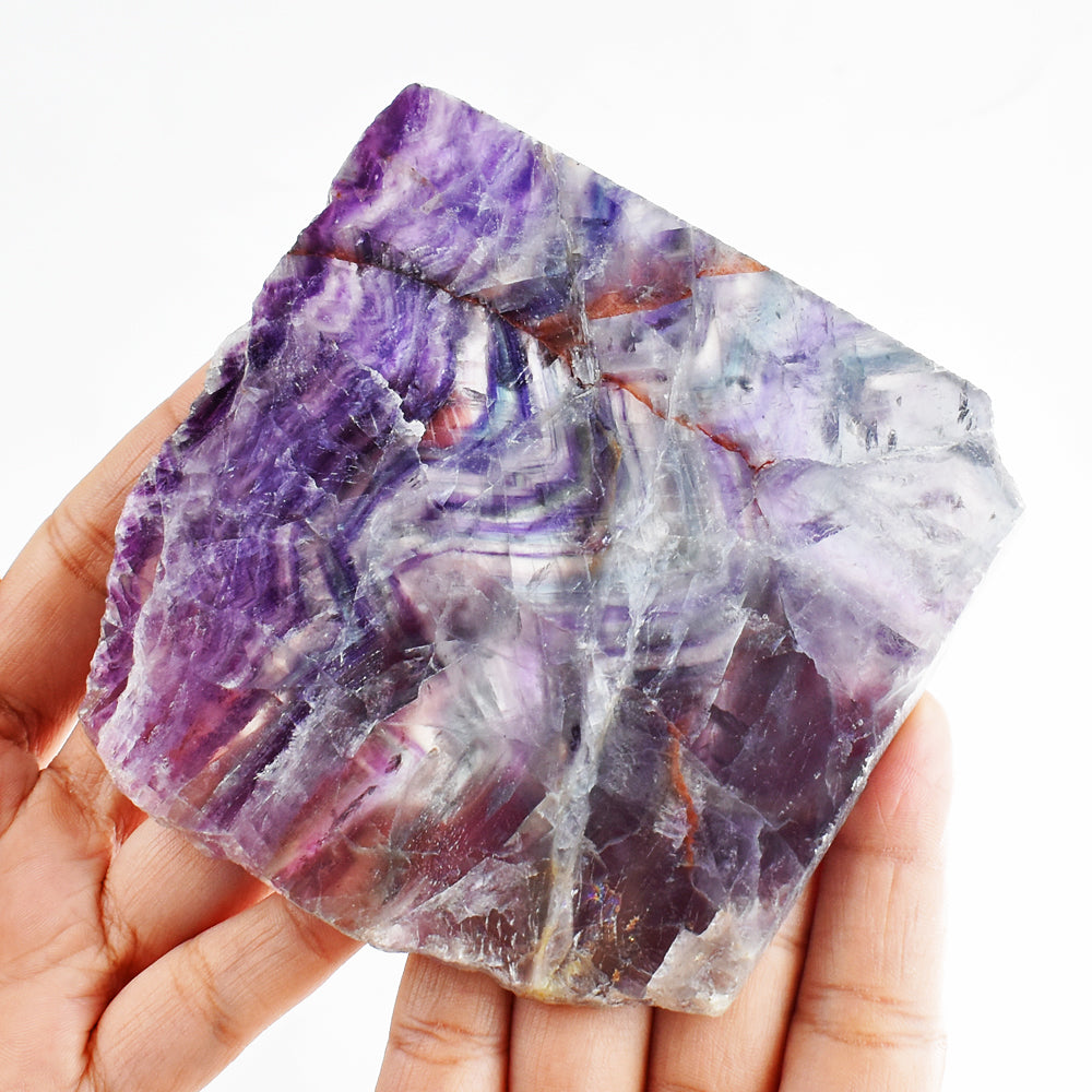 Exclusive 1050.00 Cts Genuine Multicolor Fluorite Crystal Specimen Gemstone Slab