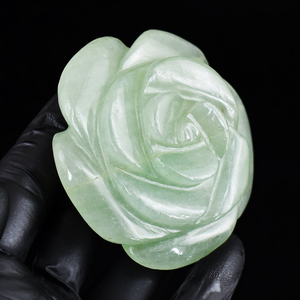 Artisian 741.00 Cts Genuine Green Aventurine Hand Carved Crystal Rose Gemstone Carving