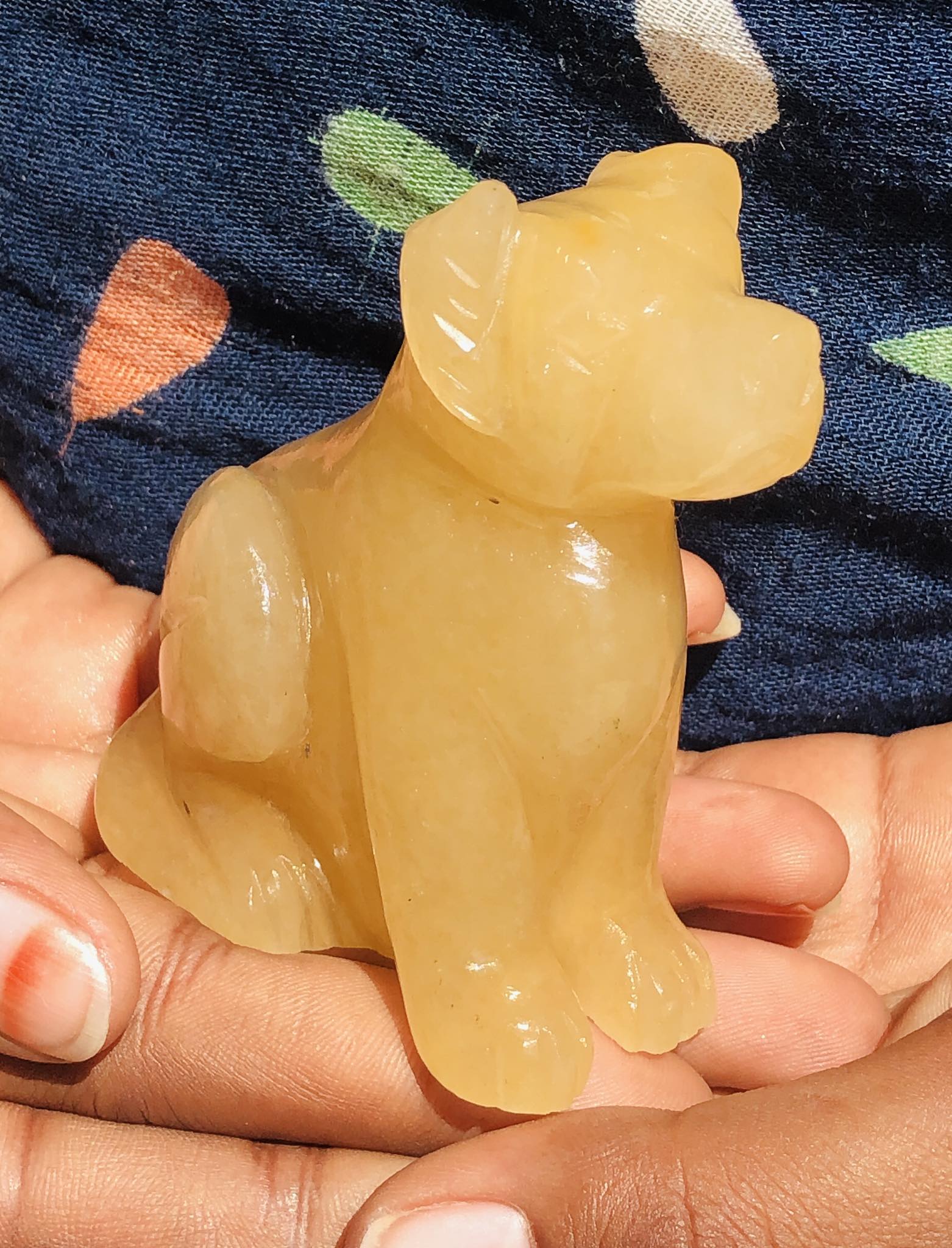 Genuine 925.00  Carats Exclusive Aventurine Hand Carved Crystal Gemstone Dog Carving