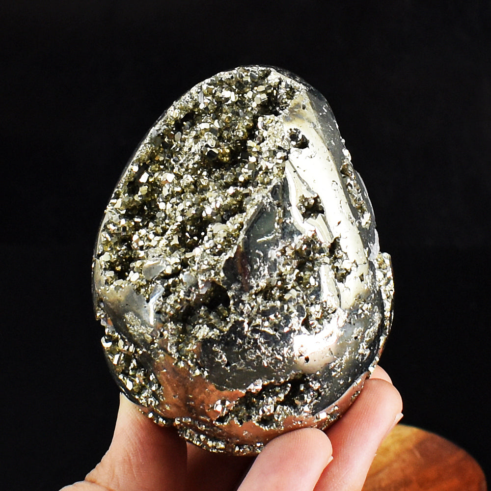 Natural 1612.00 Cts Genuine Pyrite Druzy Crystal Specimen Healing Gemstone Egg