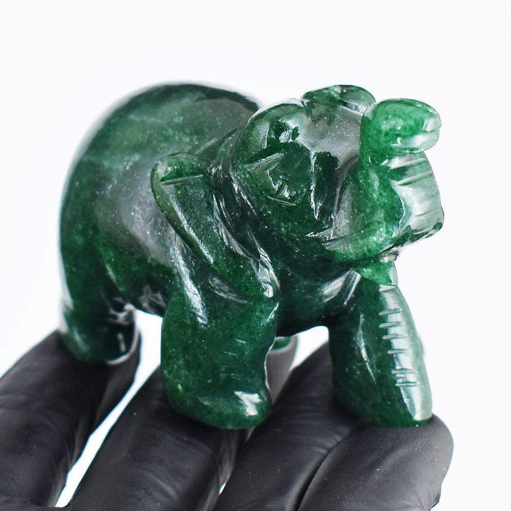 Exclusive 786.00 Cts  Genuine  Green Jade Hand Carved Crystal Gemstone Carving Elephant