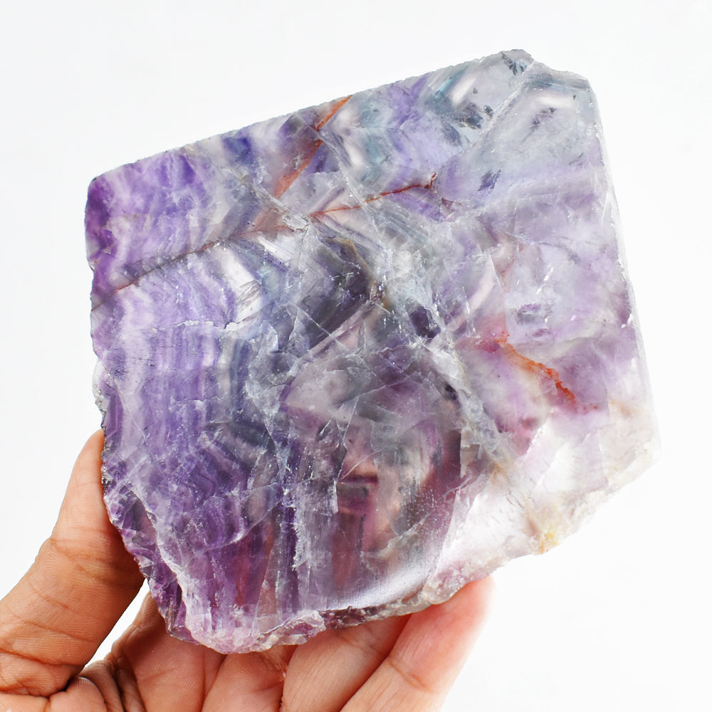 Exclusive 1050.00 Cts Genuine Multicolor Fluorite Crystal Specimen Gemstone Slab