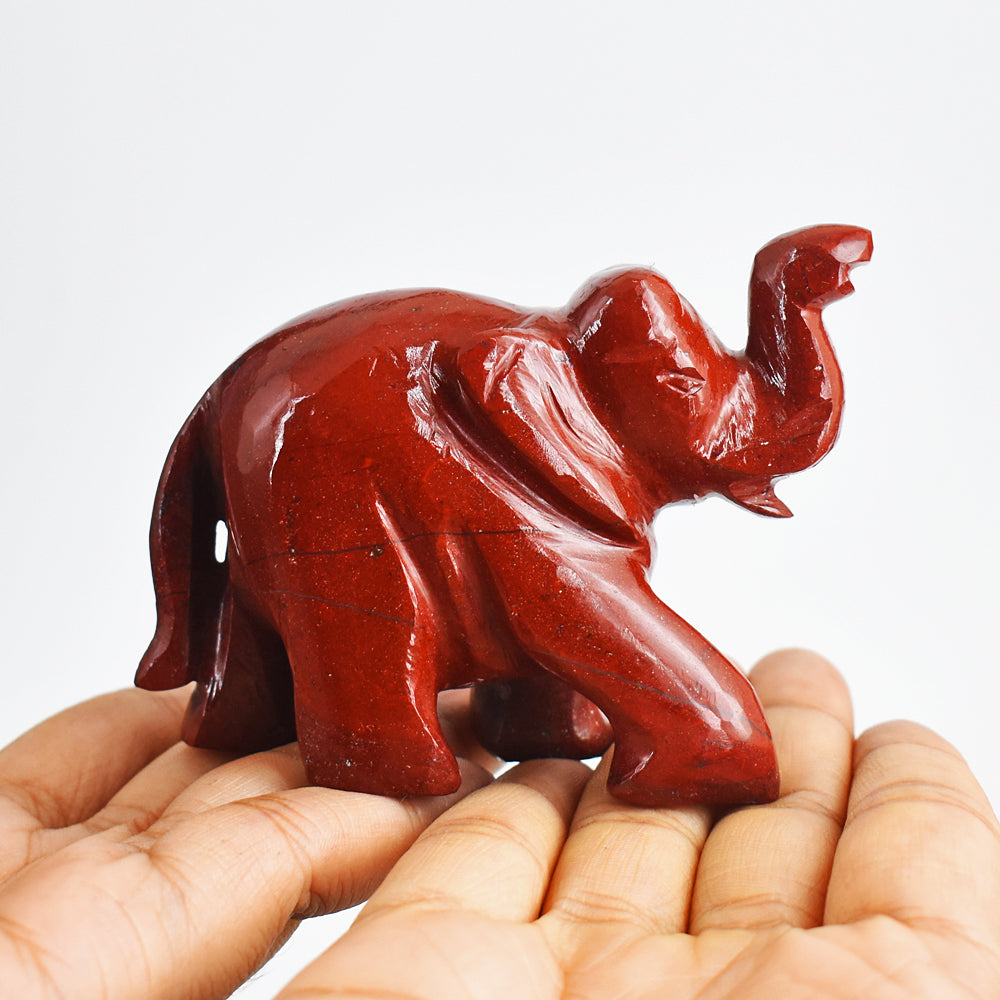 Gorgeous 833.00 Cts  Genuine Red Jasper Hand Carved Genuine Crystal Gemstone Carving Elephant