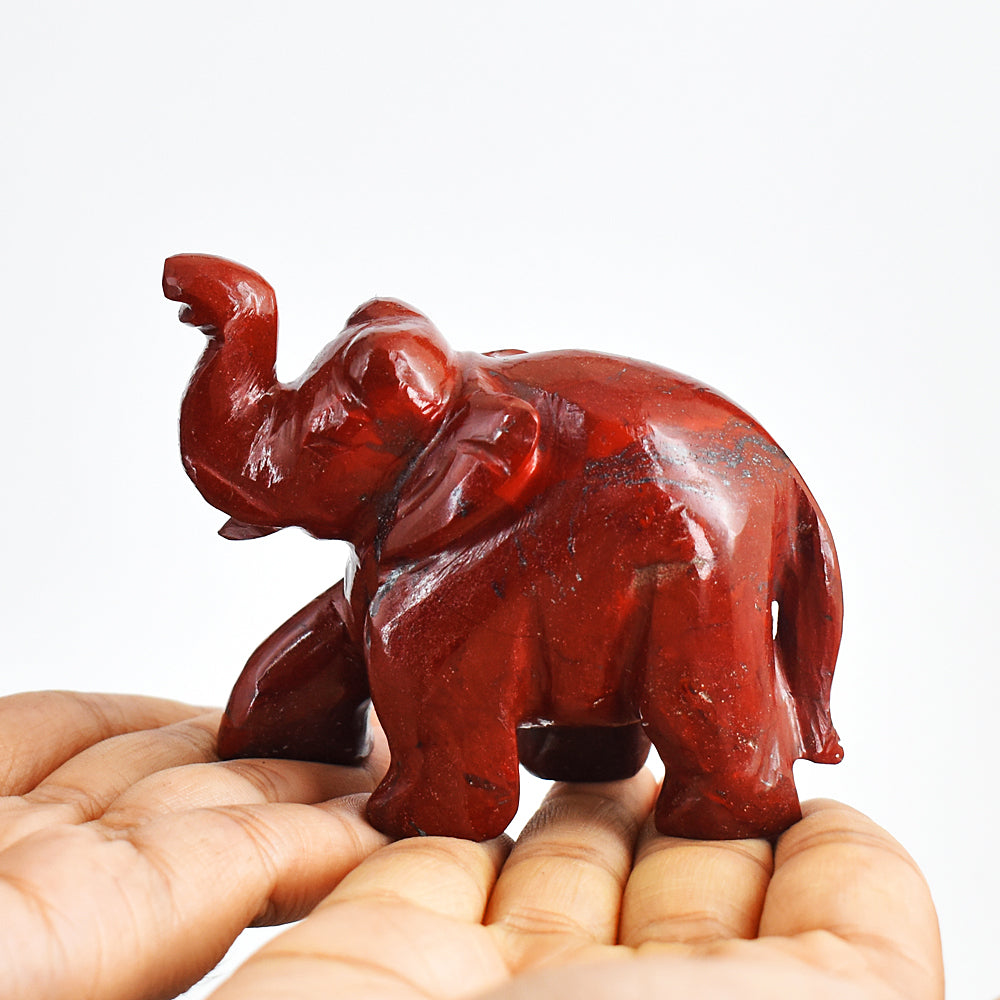 Gorgeous 833.00 Cts  Genuine Red Jasper Hand Carved Genuine Crystal Gemstone Carving Elephant