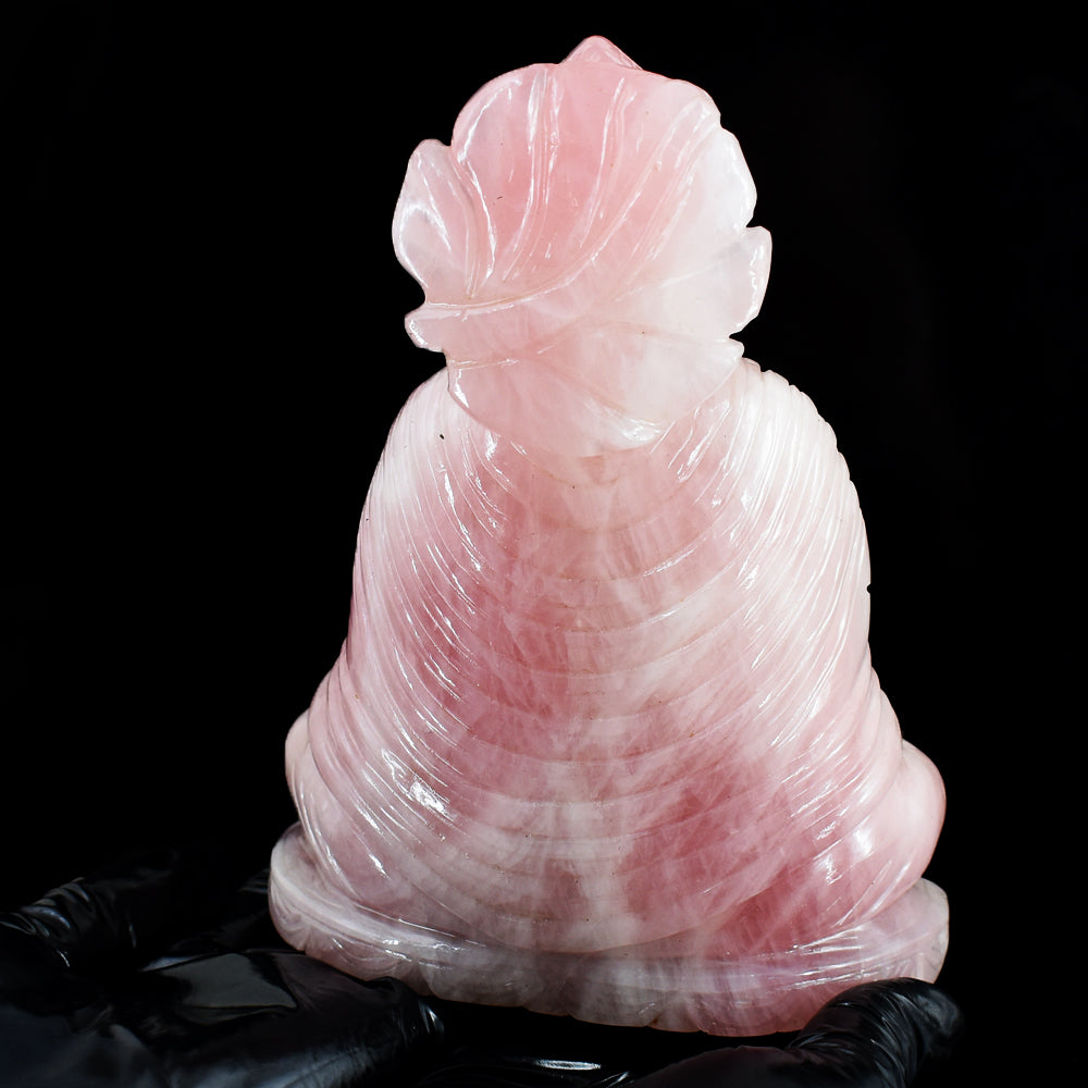 Amazing 6115.00 Cts Genuine Pink Rose Quartz Hand Carved Crystal Gemstone Buddha Idol Carving