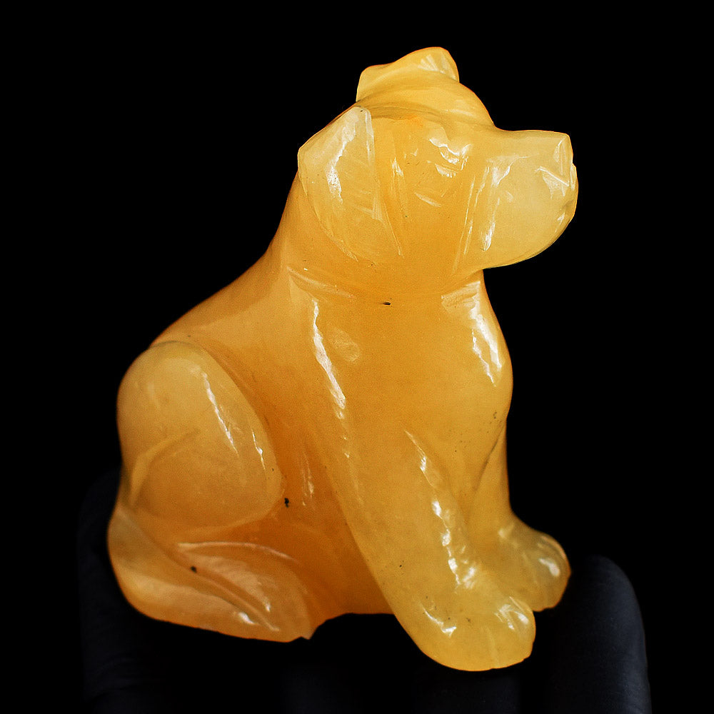 Genuine 925.00  Carats Exclusive Aventurine Hand Carved Crystal Gemstone Dog Carving