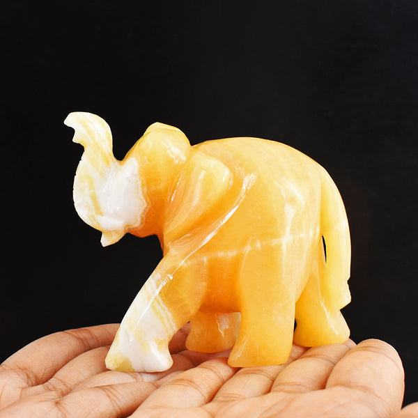 Gorgeous 1062.00 Cts  Genuine Yellow Rhodochrosite  Hand Carved Crystal Gemstone Carving Elephant