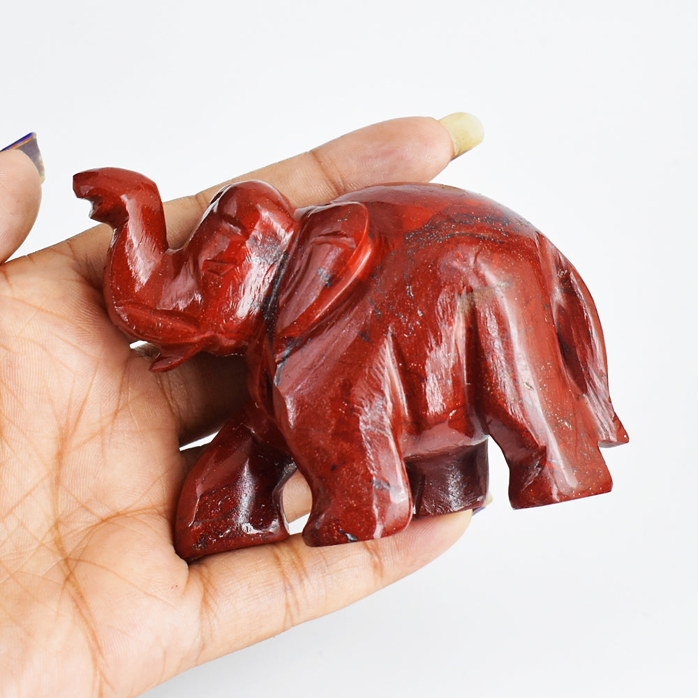 Gorgeous 833.00 Cts  Genuine Red Jasper Hand Carved Genuine Crystal Gemstone Carving Elephant