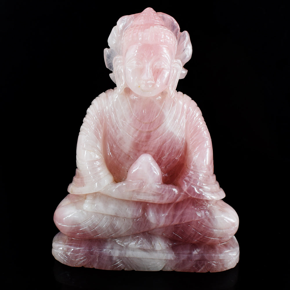 Amazing 6115.00 Cts Genuine Pink Rose Quartz Hand Carved Crystal Gemstone Buddha Idol Carving