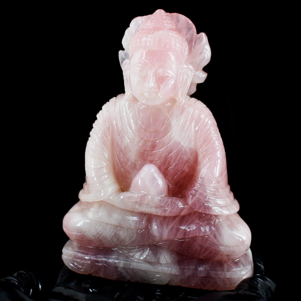 Amazing 6115.00 Cts Genuine Pink Rose Quartz Hand Carved Crystal Gemstone Buddha Idol Carving