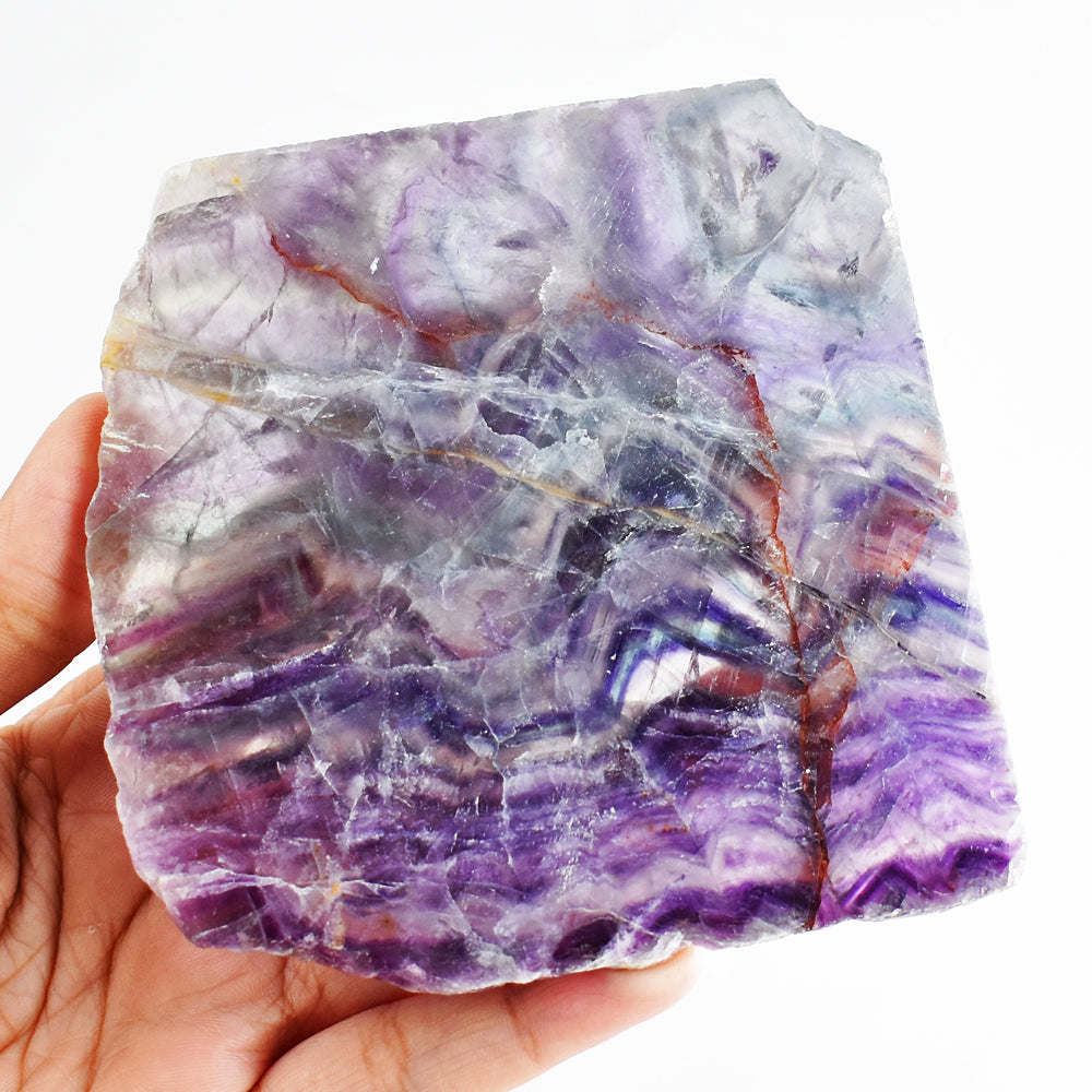 Exclusive 1050.00 Cts Genuine Multicolor Fluorite Crystal Specimen Gemstone Slab