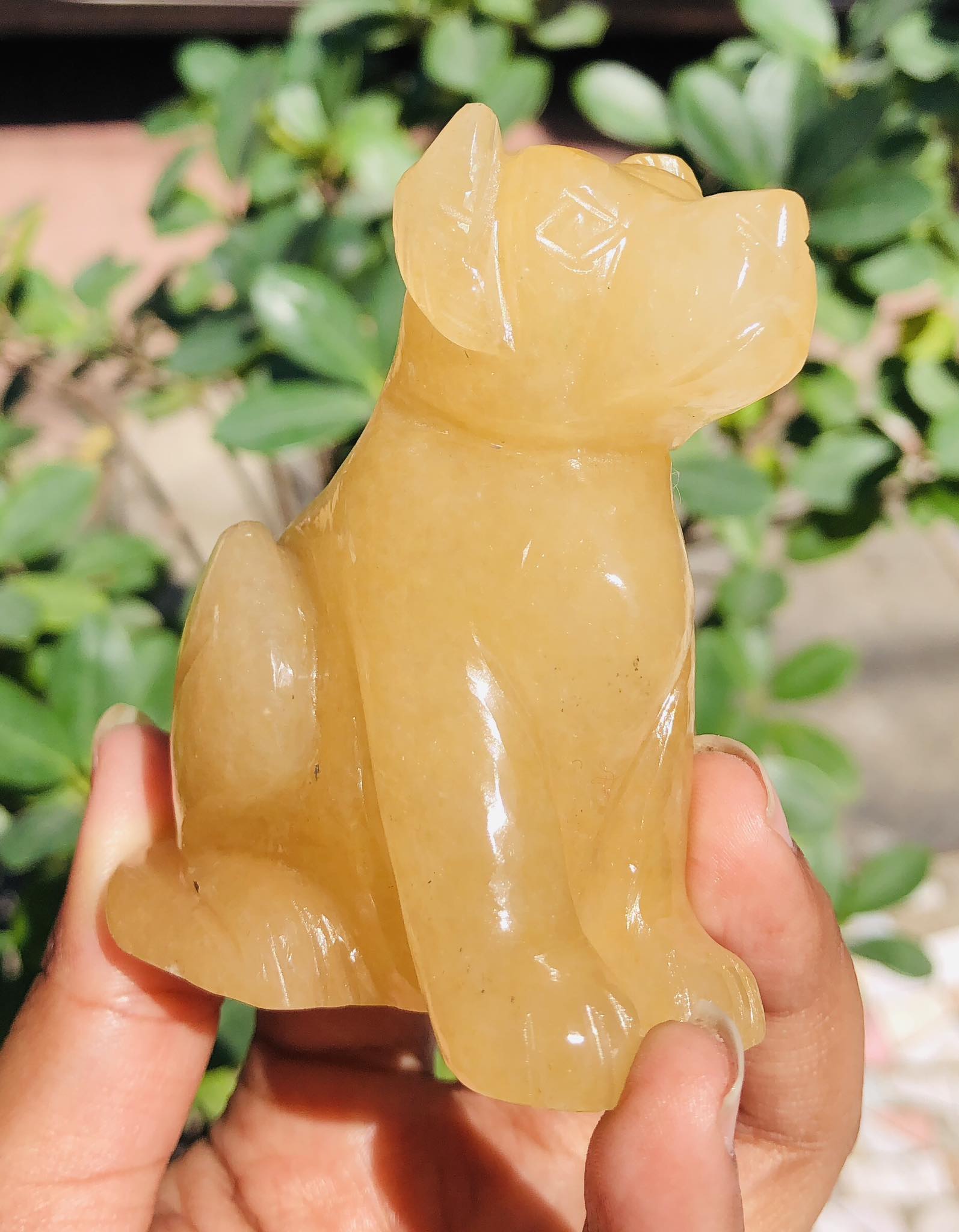 Genuine 925.00  Carats Exclusive Aventurine Hand Carved Crystal Gemstone Dog Carving