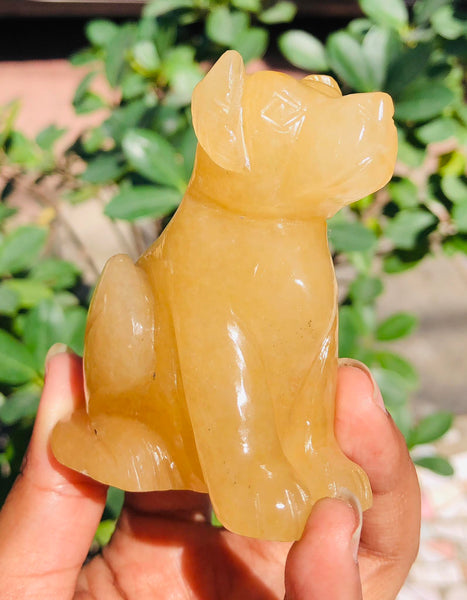 Genuine 925.00  Carats Exclusive Aventurine Hand Carved Crystal Gemstone Dog Carving