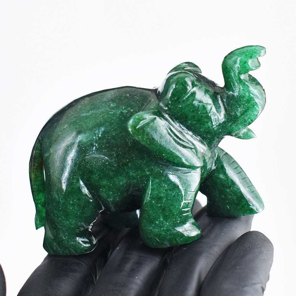 Exclusive 786.00 Cts  Genuine  Green Jade Hand Carved Crystal Gemstone Carving Elephant