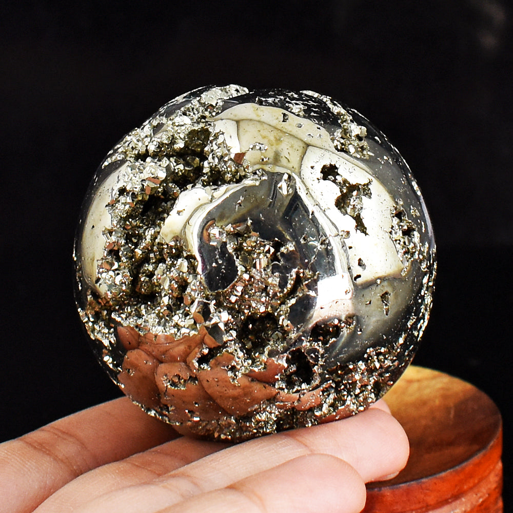 Artisian 1550.00 Cts Genuine Pyrite Druzy Crystal Specimen Gemstone Healing Sphere