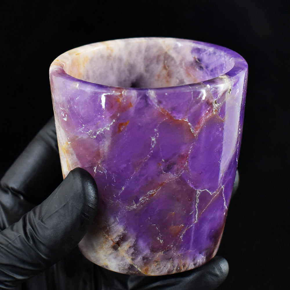 Awesome 1185.00 Cts Genuine Chevron Amethyst Hand Carved Crystal Glass Gemstone Carving