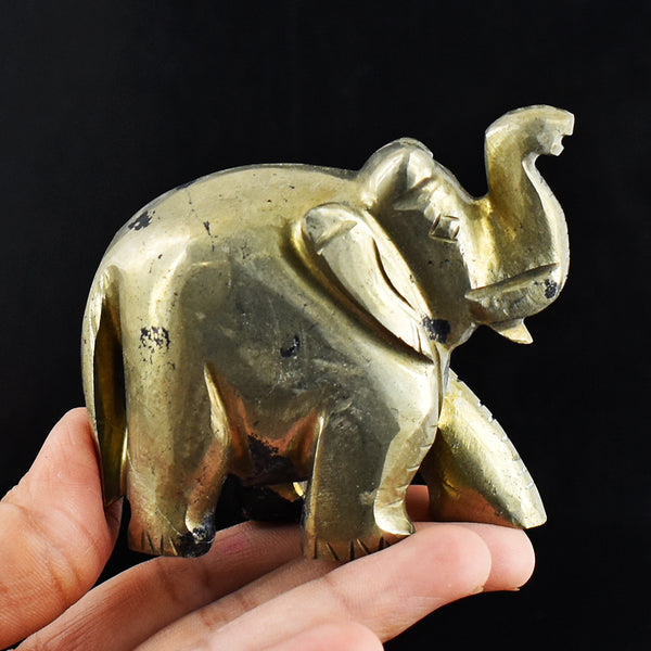 Amazing 1604.00 Cts Genuine Pyrite Hand Carved Crystal Elephant Gemstone Carving