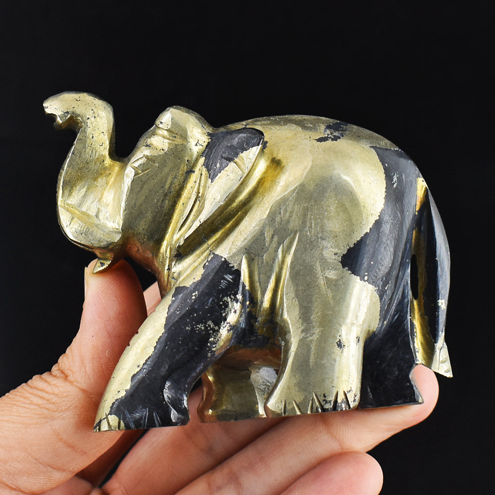 Amazing 1604.00 Cts Genuine Pyrite Hand Carved Crystal Elephant Gemstone Carving