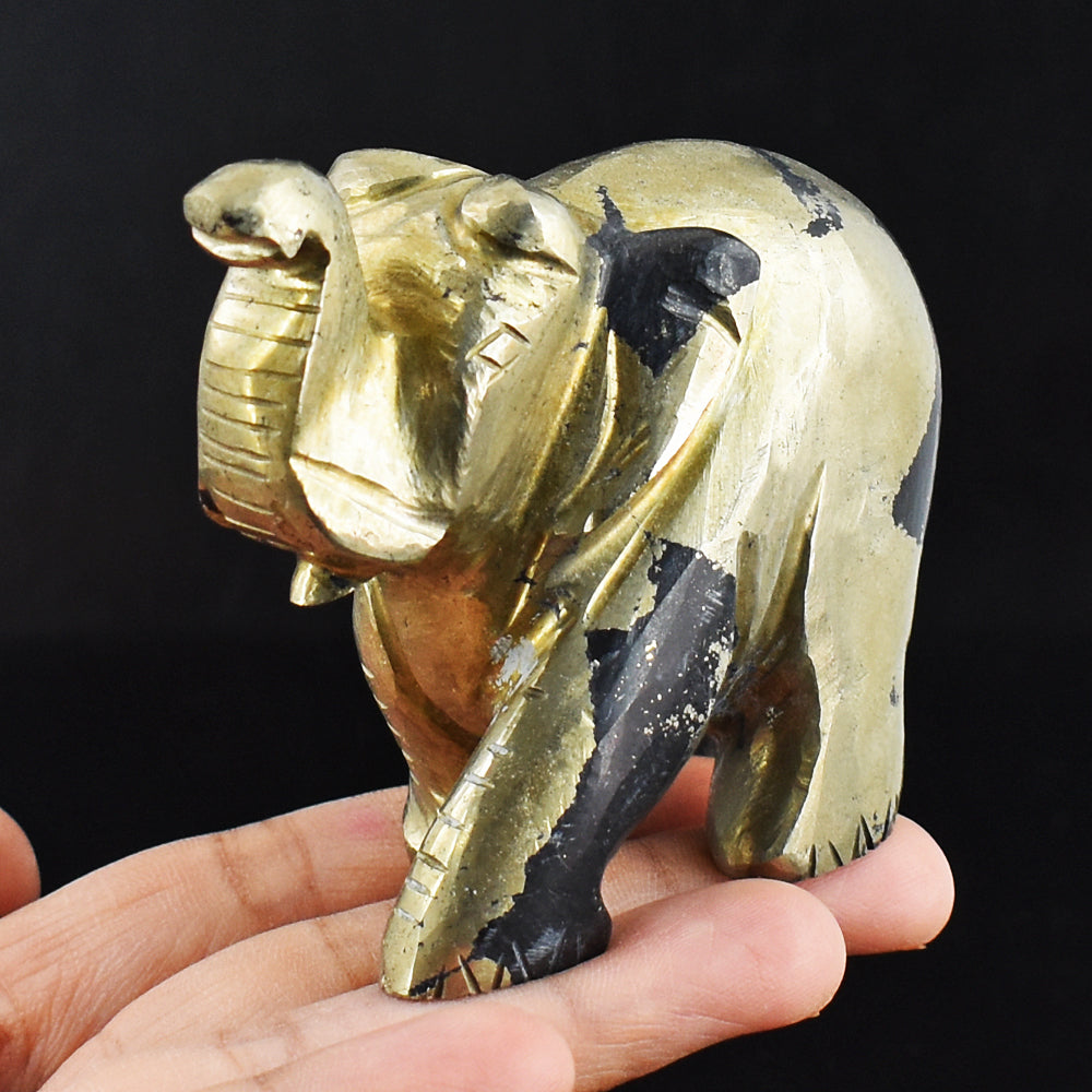 Amazing 1604.00 Cts Genuine Pyrite Hand Carved Crystal Elephant Gemstone Carving