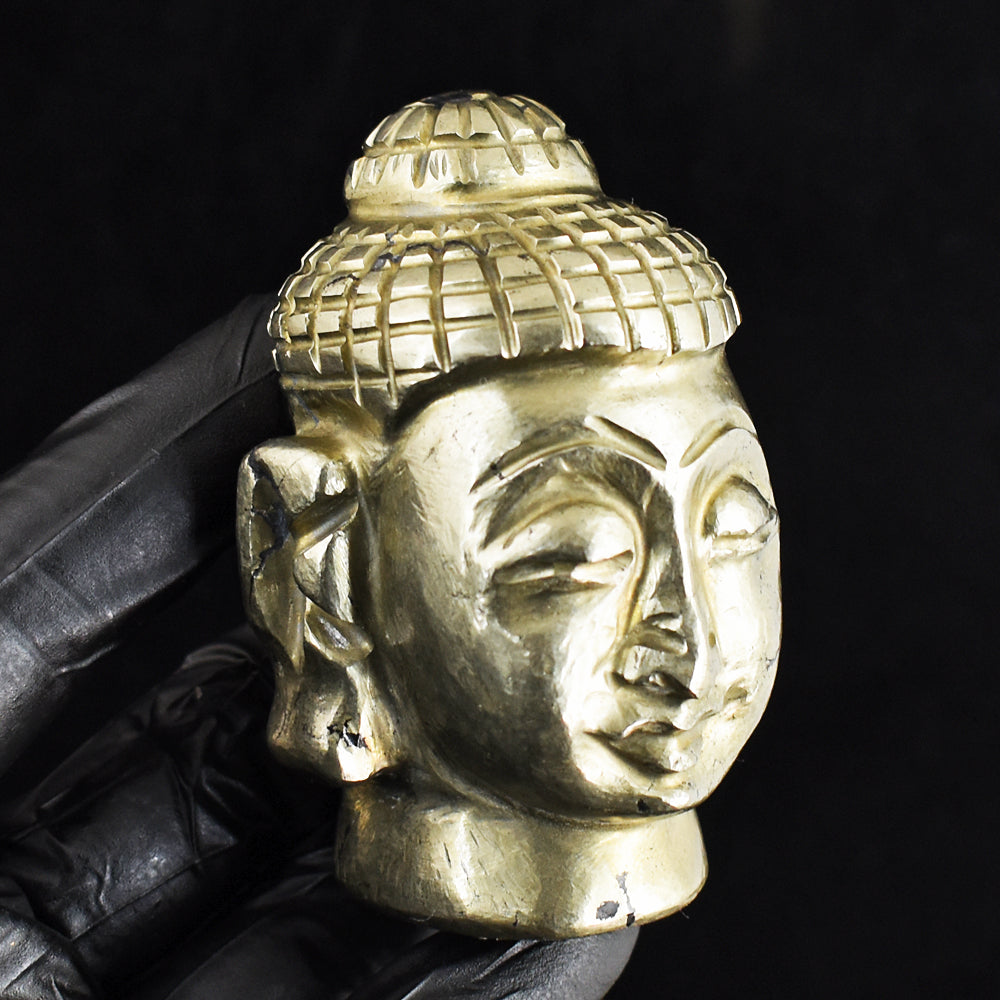 Exclusive 1672.00 Cts Genuine Pyrite Hand Carved Crystal Gemstone Buddha Head Carving