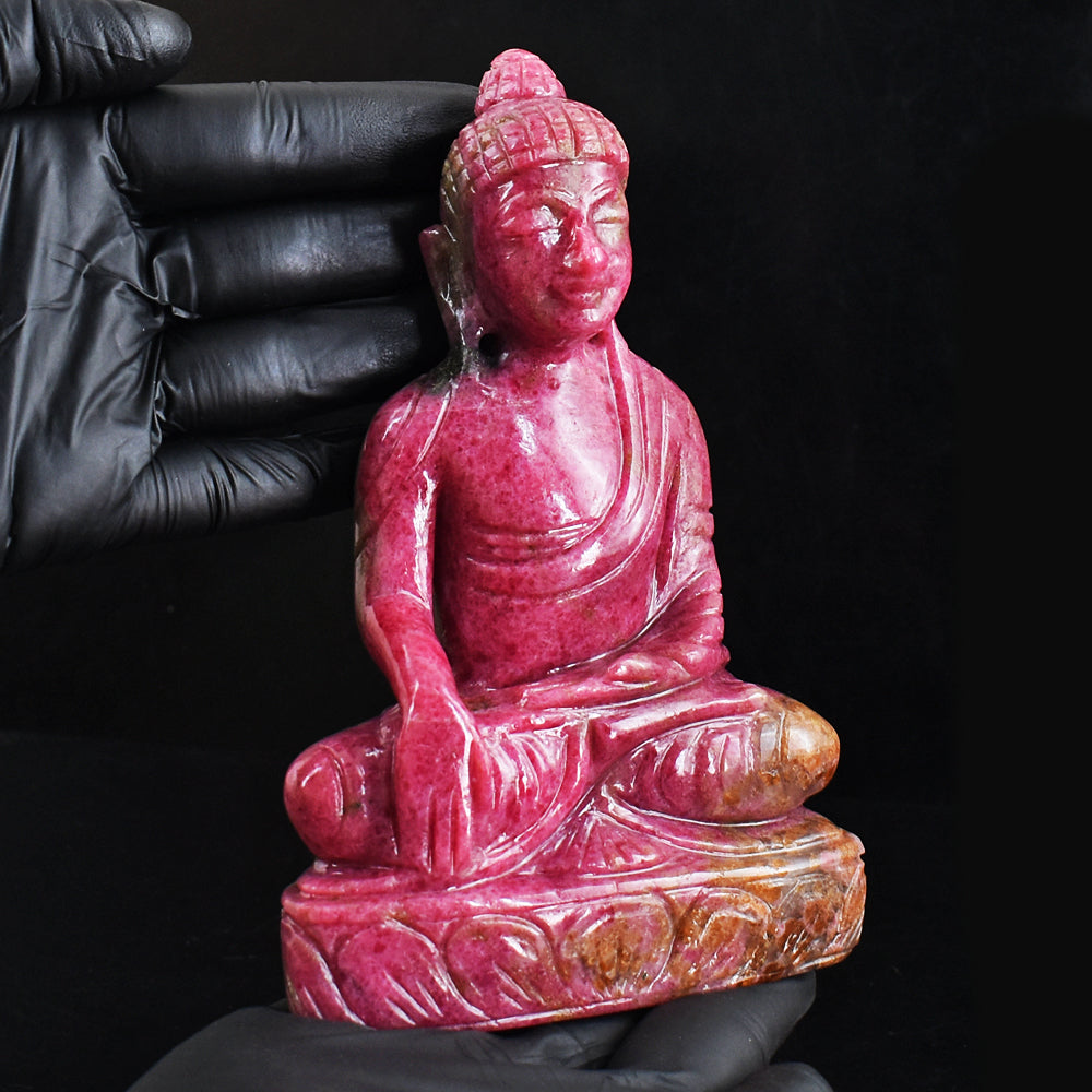 Exclusive 4010.00 Cts Genuine Rhodonite Hand Carved Buddha Idol Gemstone Carving