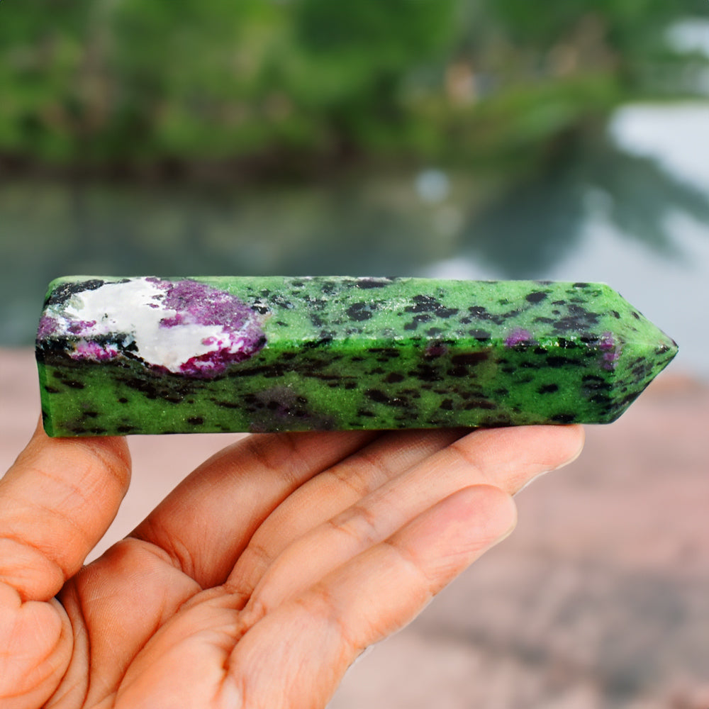 Beautiful 628.00 Cts Genuine Ruby Zoisite Crystal Specimen Gemstone Healing Tower