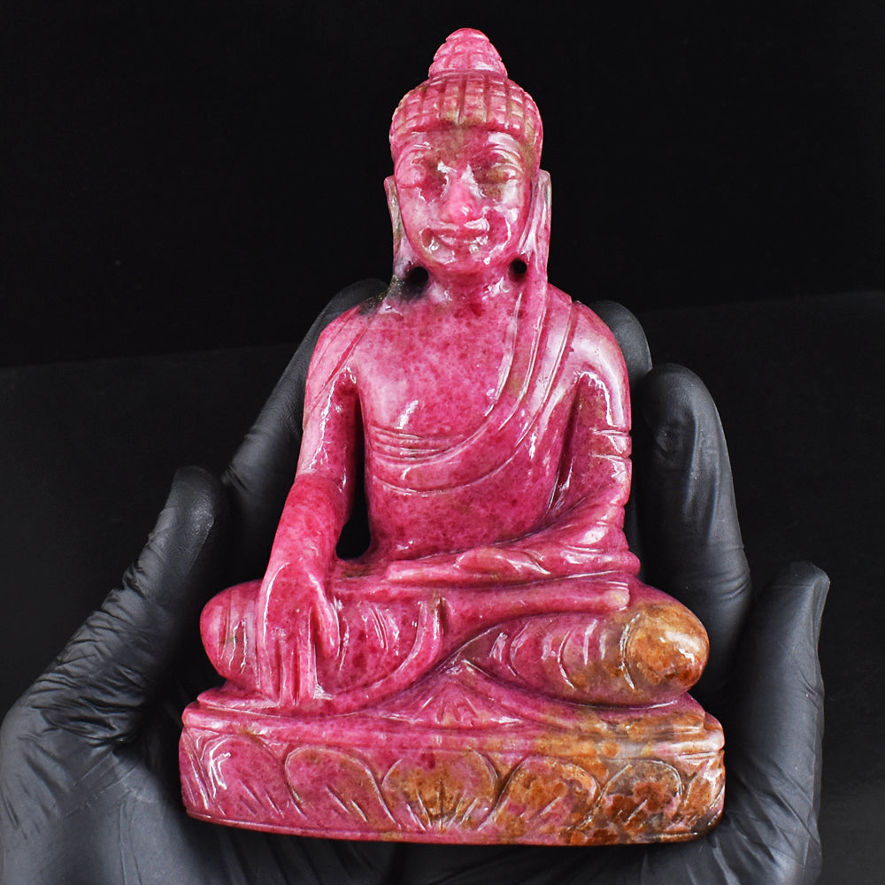 Exclusive 4010.00 Cts Genuine Rhodonite Hand Carved Buddha Idol Gemstone Carving