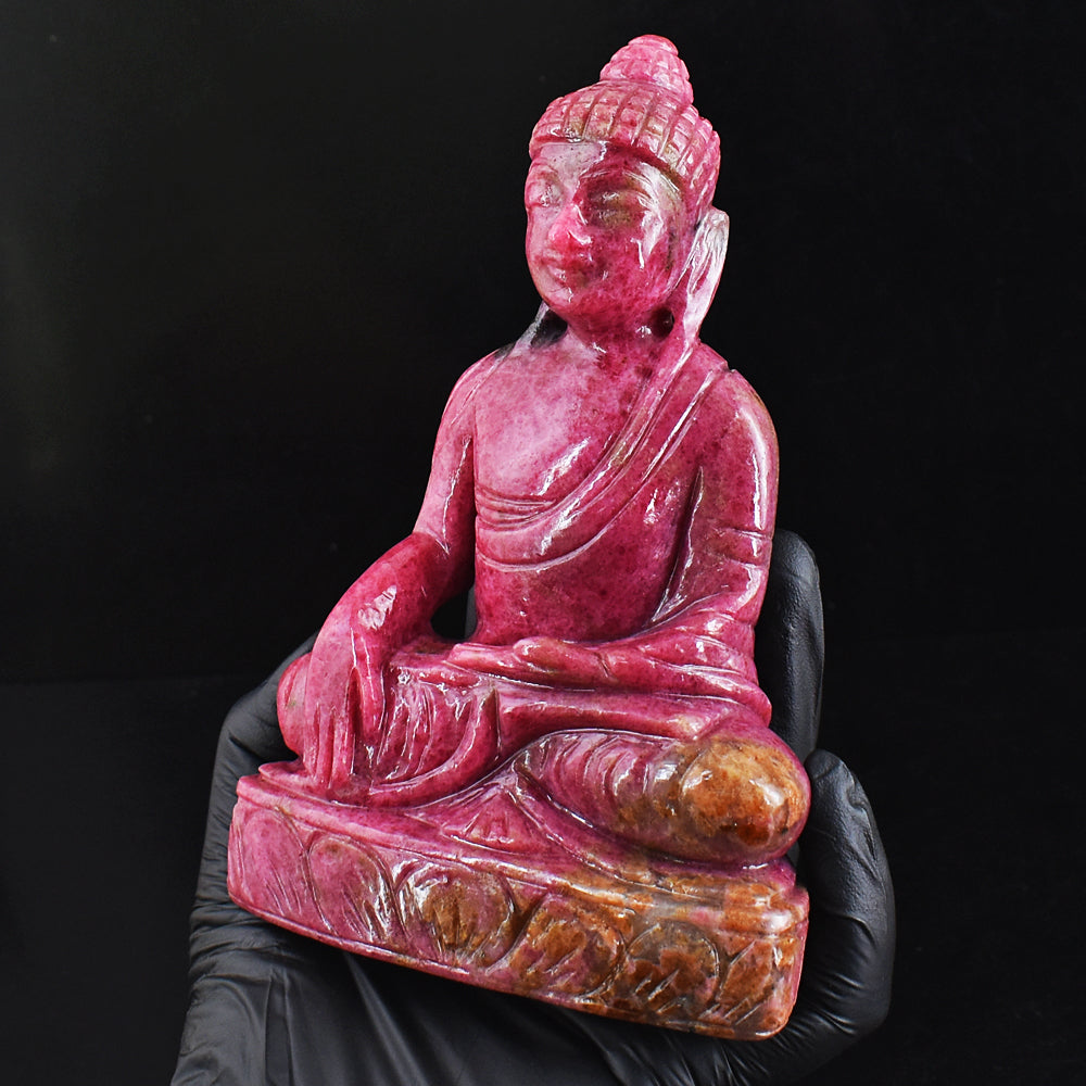 Exclusive 4010.00 Cts Genuine Rhodonite Hand Carved Buddha Idol Gemstone Carving